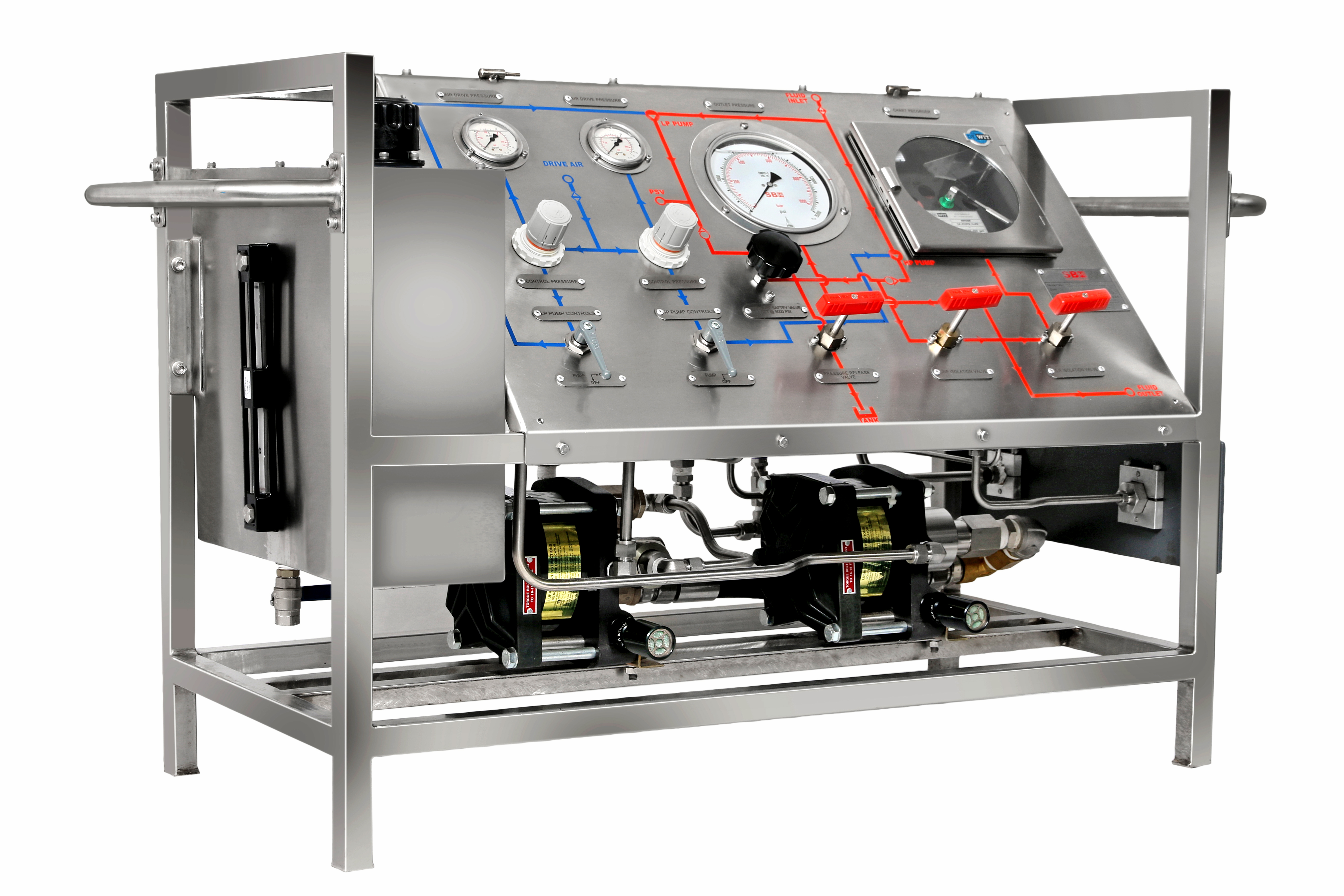 Portable dual pump (low-high) “Testpac-2200” w. chart recorder for oil & gas industry